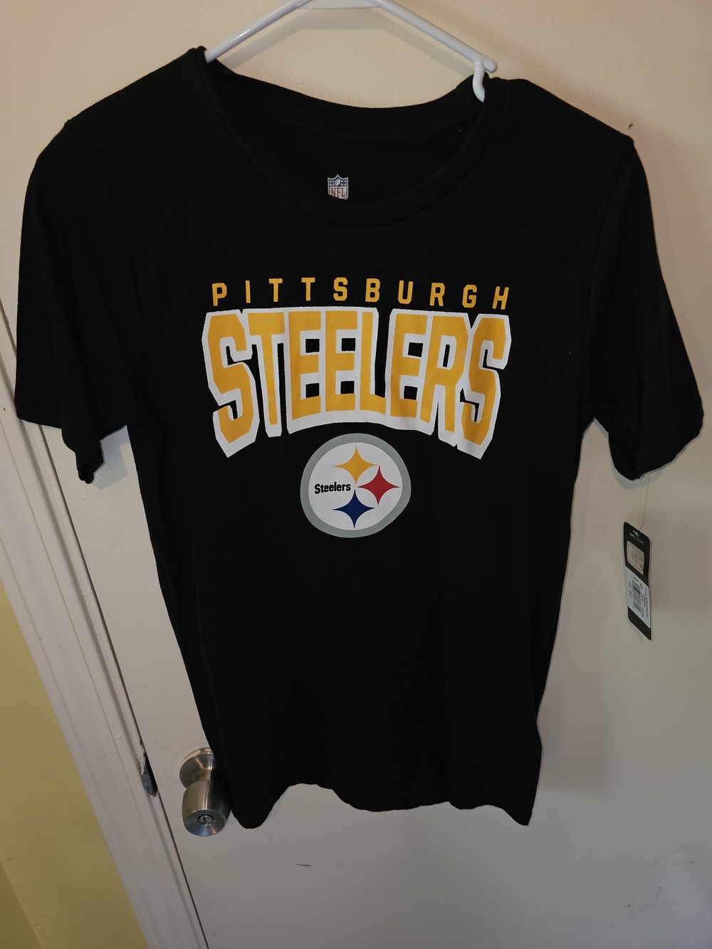 NFL Pittsburgh Steelers Black Tee with Yellow Logo